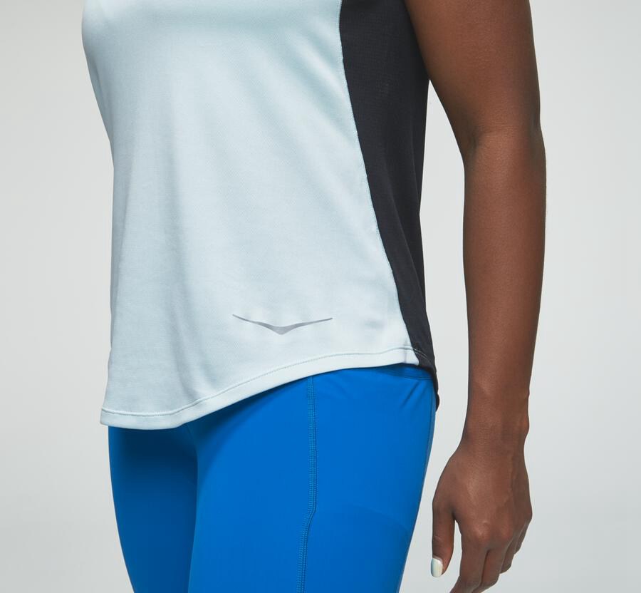 Hoka One One Tops Womens Blue/Black - Performance Tank - 62019XPWV